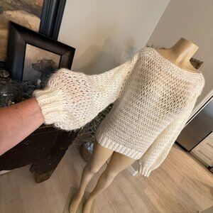 Hand Knit Sweater: oversized sleeves shoulder to shoulder neckline loose weave
